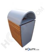 Mülleimer mit Holzlatten für Aussenbereich h109239