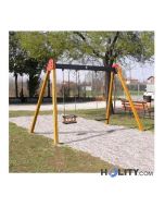 doppel-schaukel-gestell-aus Holz-für-Kinder-spiel-plätze-h109251