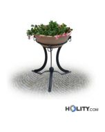 Runder Blumentopf aus Terrakotta und Metall h28750