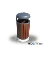 Mülleimer mit Holz für Aussenbereich h28798