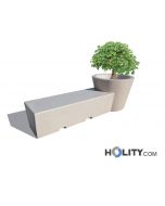 Sitzbank aus Beton mit Blumenkübel h287_110
