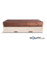 Sitzbank in Zement für öffentliche Bereiche mit Holzsitzfläche h287_111