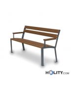 Sitzbank mit Kiefernholzplanken für öffentliche Plätze als Stadtmobiliar h35012