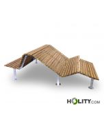 Holzbank mit 2 Sitzflächen als Stadtmobiliar h350_204