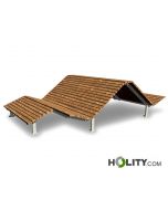 Holzbank mit 2 Liegeflächen als Stadtmobiliar h350_205