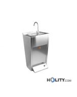 Waschbecken aus Edelstahl mit Fußpedal h43879
