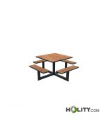 Quadratischer-Picknicktisch-mit-Sitzbänke,-4-Sitzplätze-h463_24