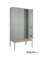3er Spindschrank für Umkleiden mit Sitzbank h471_26