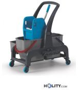 Reinigungswagen mit Mop-Presse und 3 Eimern h504_28