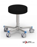 Runder-OP-Hocker-aus-Edelstahl-mit-gepolstertem-feuerfestem-Sitz-und Rollen-h576_22
