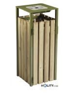 Abfalleimer aus Holz und Stahl h8647