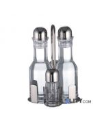 Menage-Set 4/5-teilig Edelstahl/Kristallglas h21110