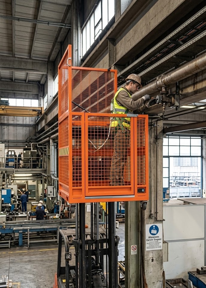 Industrieeinrichtung und Arbeiten in der Höhe: die Rolle von Arbeitskörben, Sicherheitskäfigen und Plattformen