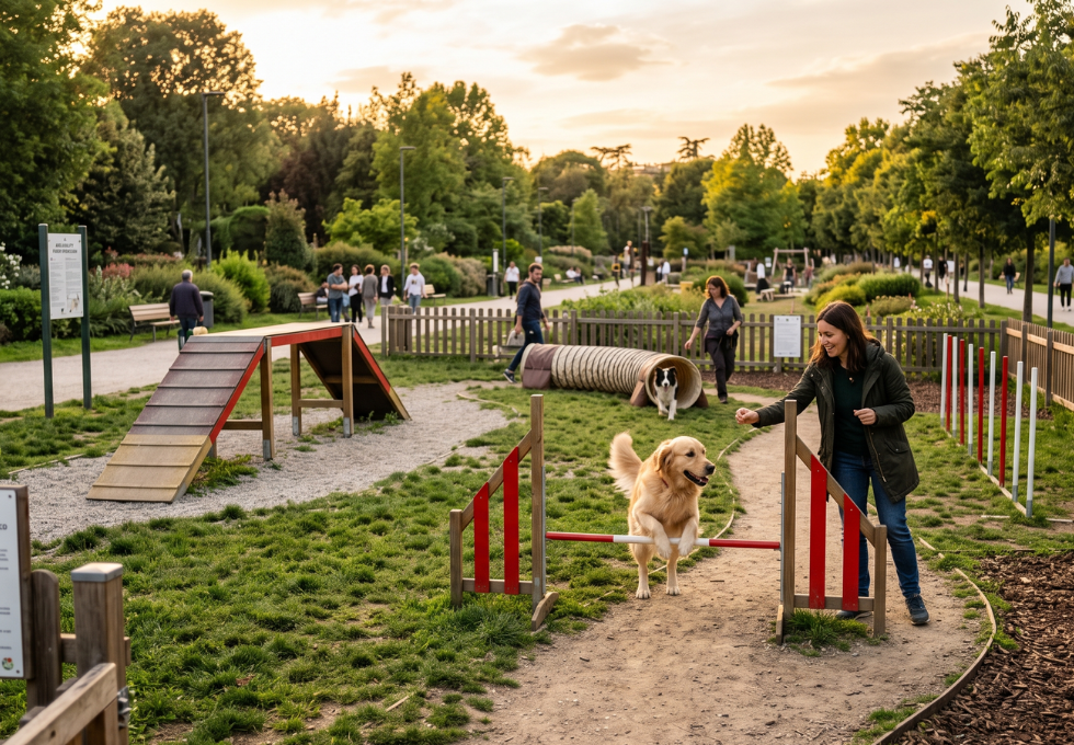 Hindernisse für Agility-Hunde: Tunnelführung, Sprünge, Slalom und Kontakttraining