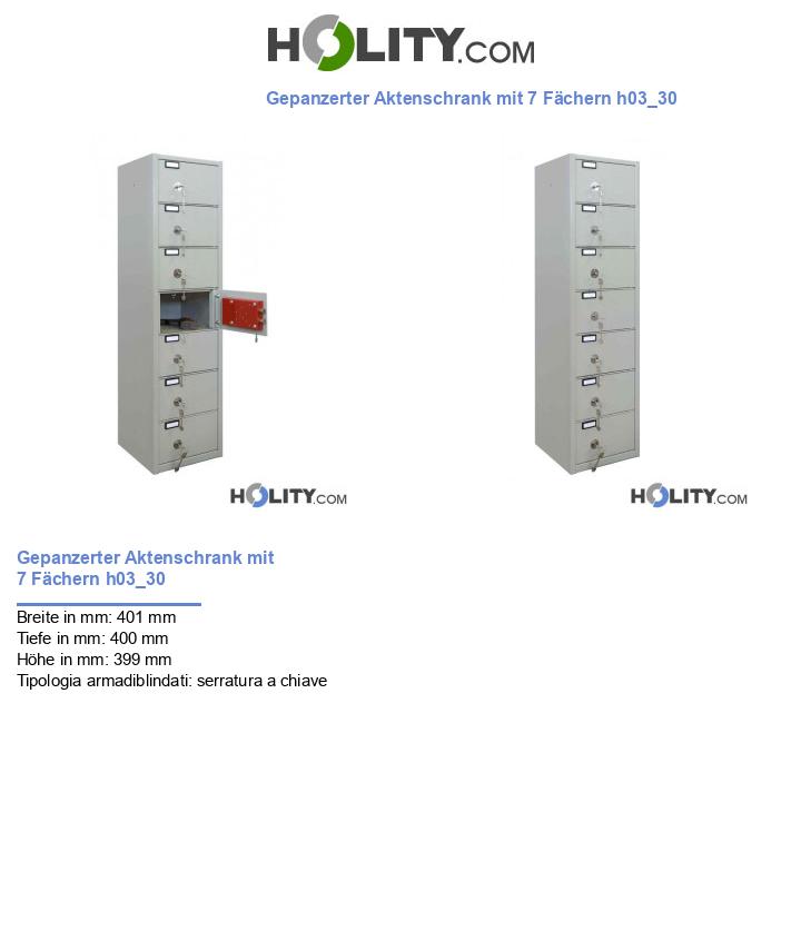 Gepanzerter Aktenschrank mit 7 Fächern h03_30