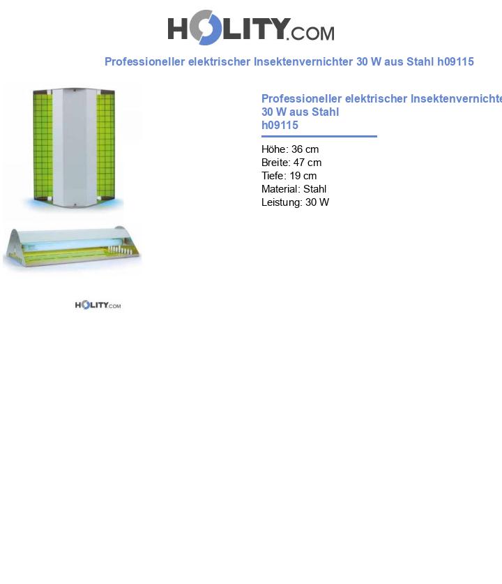 Professioneller elektrischer Insektenvernichter 30 W aus Stahl h09115