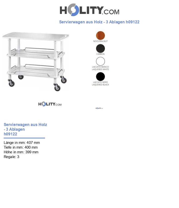 Servierwagen aus Holz - 3 Ablagen h09122
