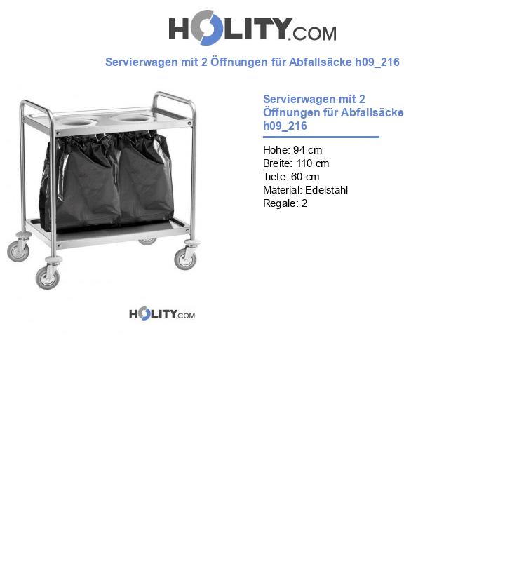 Servierwagen mit 2 Öffnungen für Abfallsäcke h09_216
