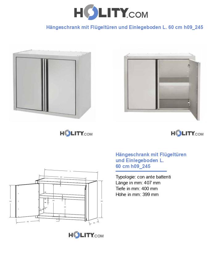 Hängeschrank mit Flügeltüren und Einlegeboden L. 60 cm h09_245