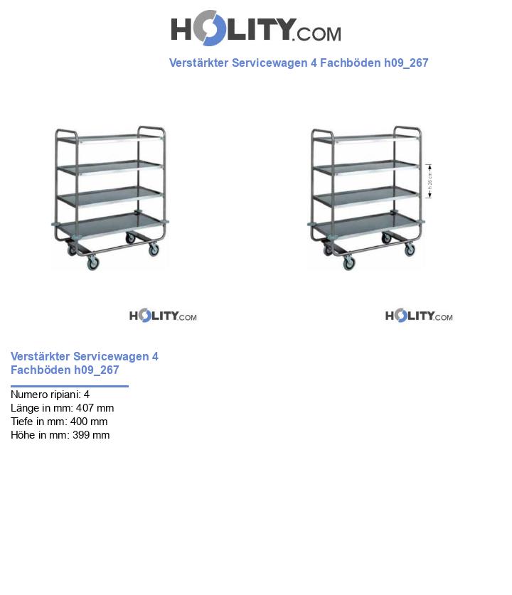 Verstärkter Servicewagen 4 Fachböden h09_267