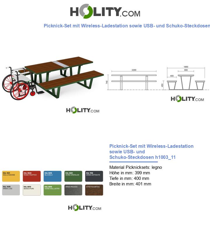 Picknick-Set mit Wireless-Ladestation sowie USB- und Schuko-Steckdosen h1003_11