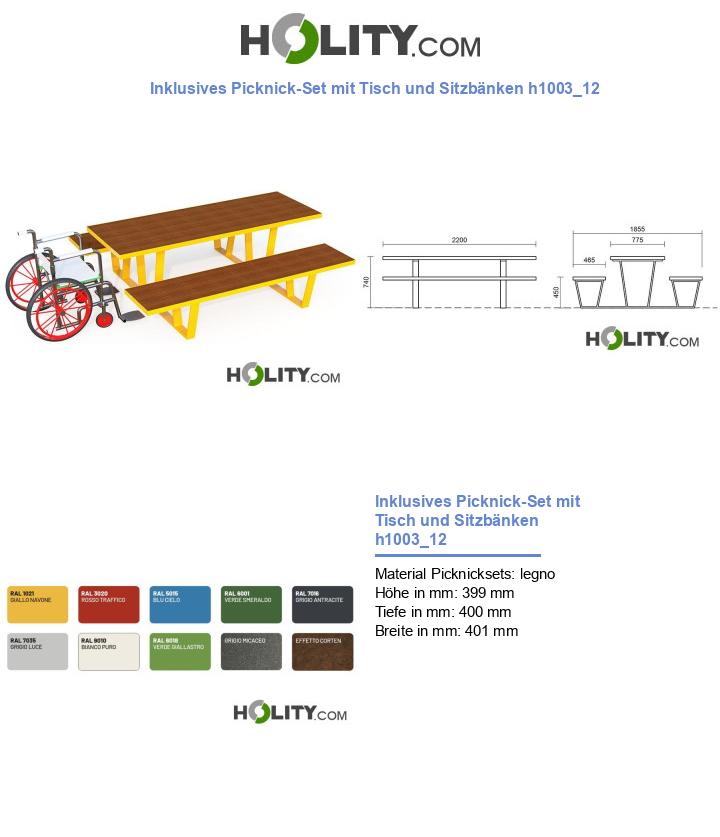 Inklusives Picknick-Set mit Tisch und Sitzbänken h1003_12