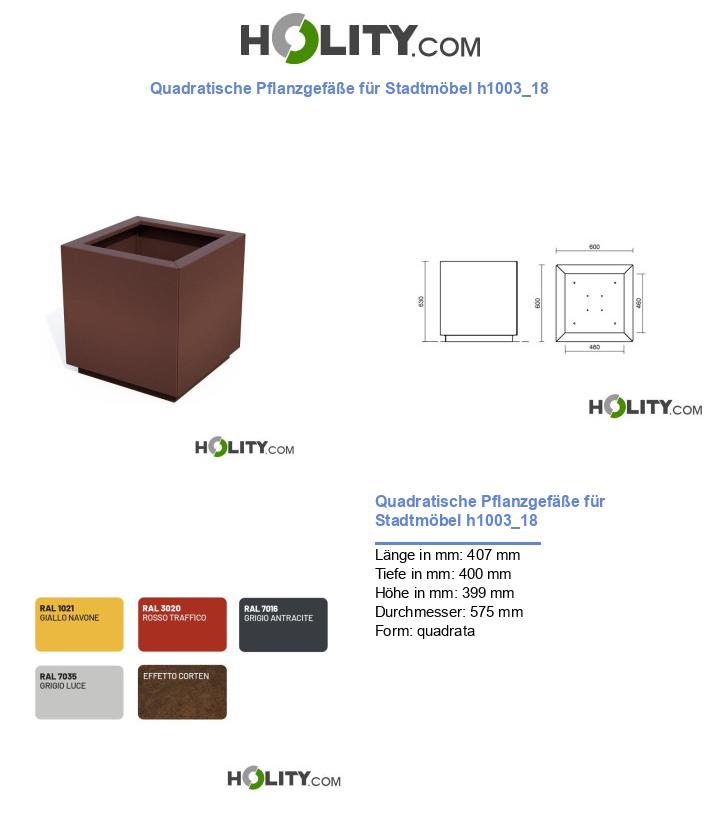 Quadratische Pflanzgefäße für Stadtmöbel h1003_18
