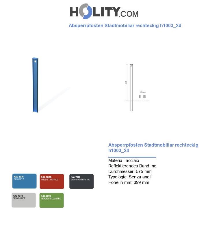 Absperrpfosten Stadtmobiliar rechteckig h1003_24