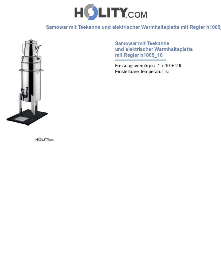 Samowar mit Teekanne und elektrischer Warmhalteplatte mit Regler h1005_10