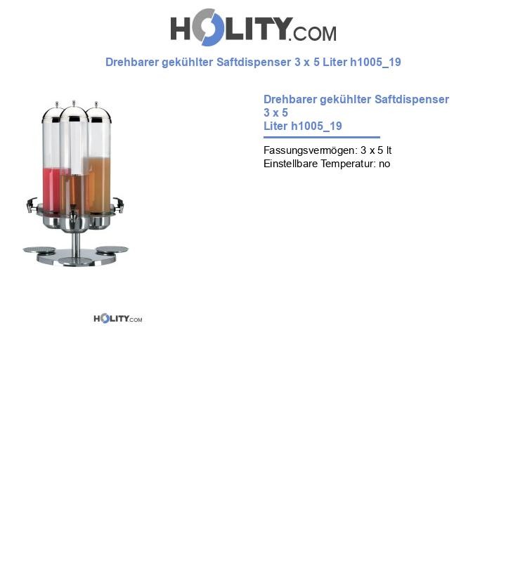 Drehbarer gekühlter Saftdispenser 3 x 5 Liter h1005_19