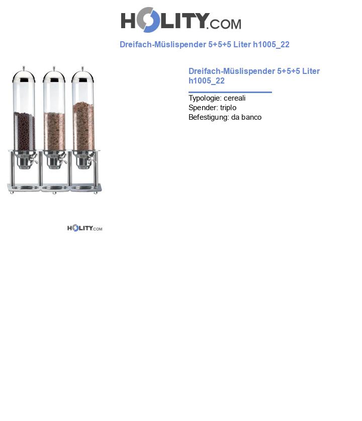 Dreifach-Müslispender 5+5+5 Liter h1005_22