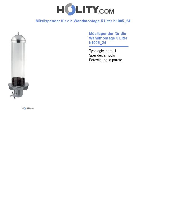 Müslispender für die Wandmontage 5 Liter h1005_24