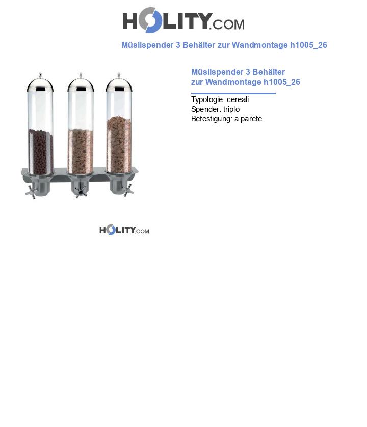 Müslispender 3 Behälter zur Wandmontage h1005_26