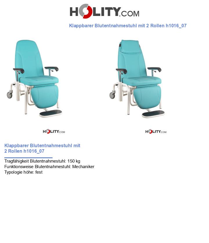 Klappbarer Blutentnahmestuhl mit 2 Rollen h1016_07
