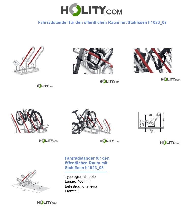 Fahrradständer für den öffentlichen Raum mit Stahlösen h1023_08