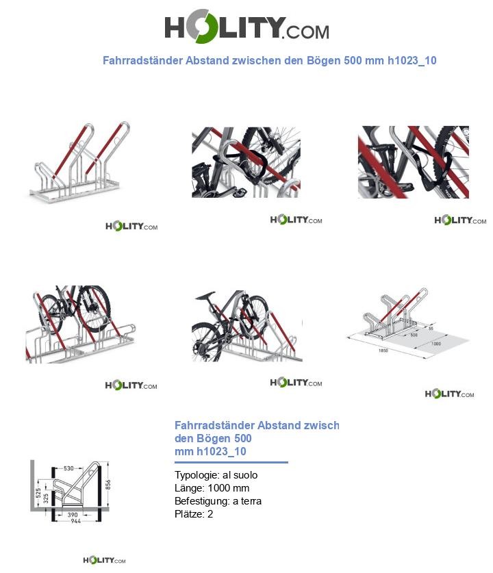 Fahrradständer Abstand zwischen den Bögen 500 mm h1023_10