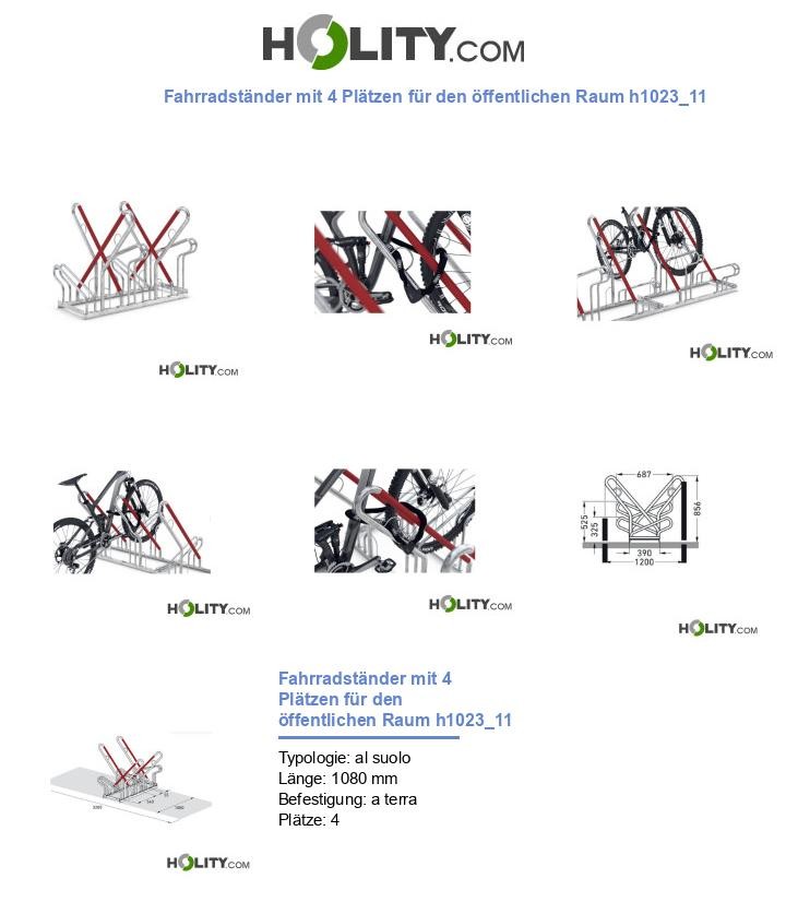 Fahrradständer mit 4 Plätzen für den öffentlichen Raum h1023_11