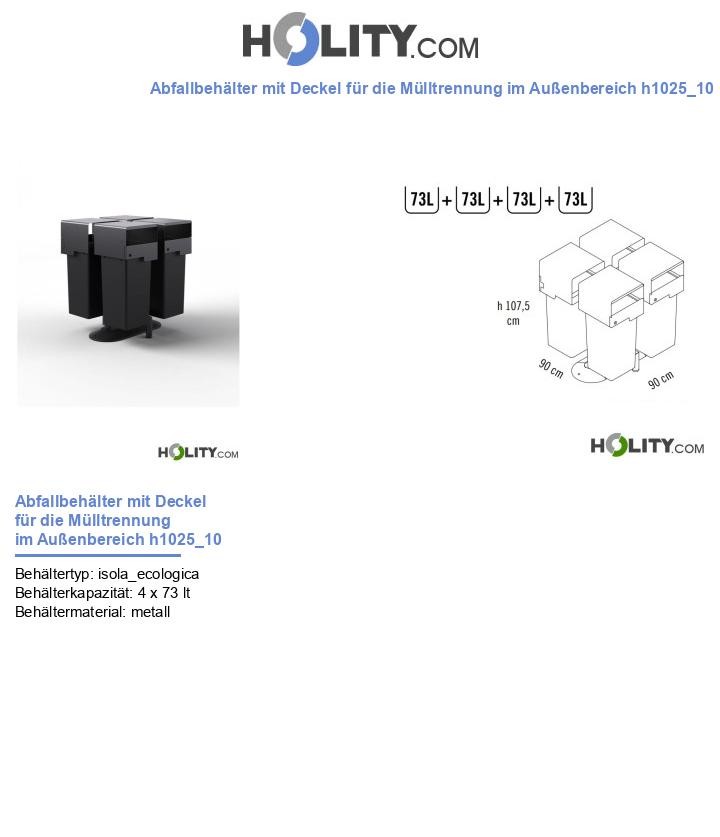 Abfallbehälter mit Deckel für die Mülltrennung im Außenbereich h1025_10