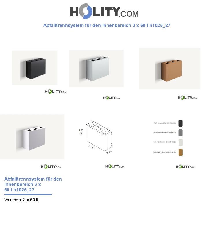 Abfalltrennsystem für den Innenbereich 3 x 60 l h1025_27