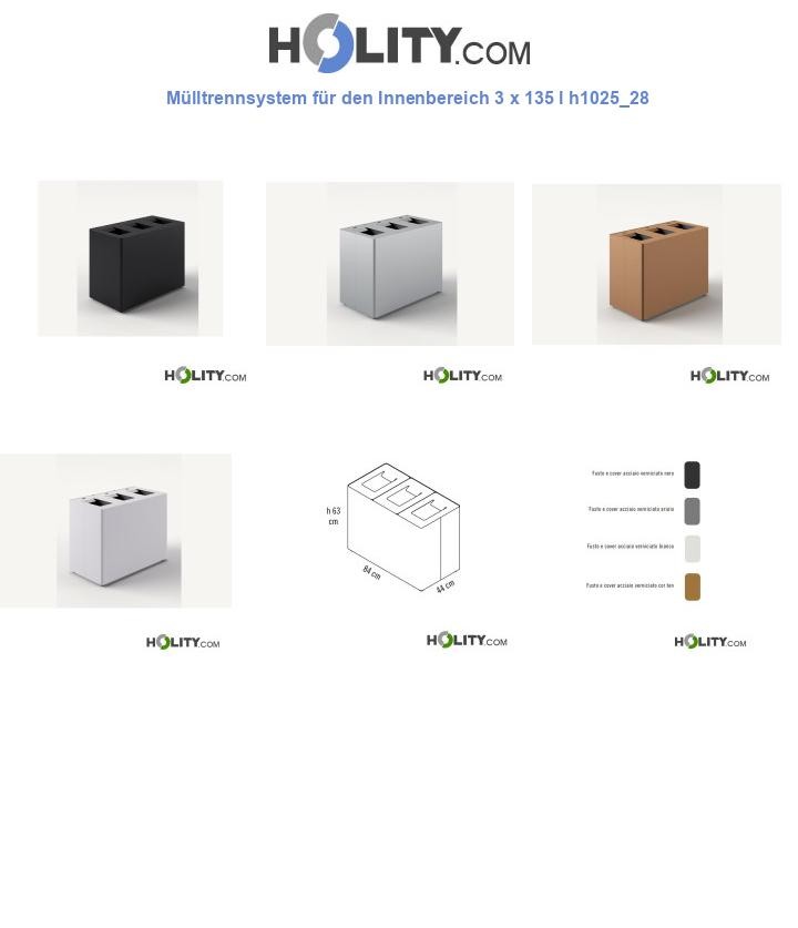 Mülltrennsystem für den Innenbereich 3 x 135 l h1025_28
