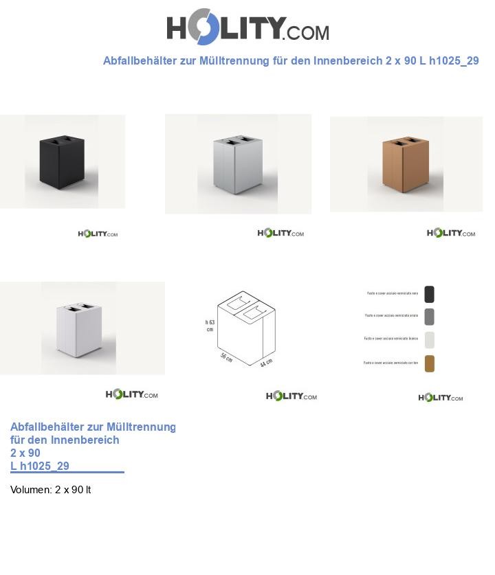 Abfallbehälter zur Mülltrennung für den Innenbereich 2 x 90 L h1025_29