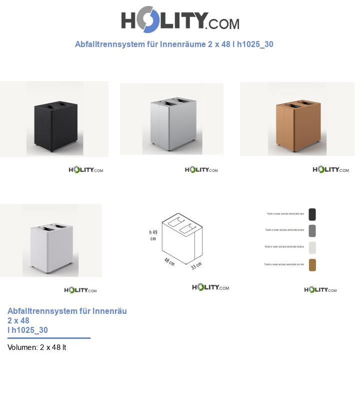 Abfalltrennsystem für Innenräume 2 x 48 l h1025_30