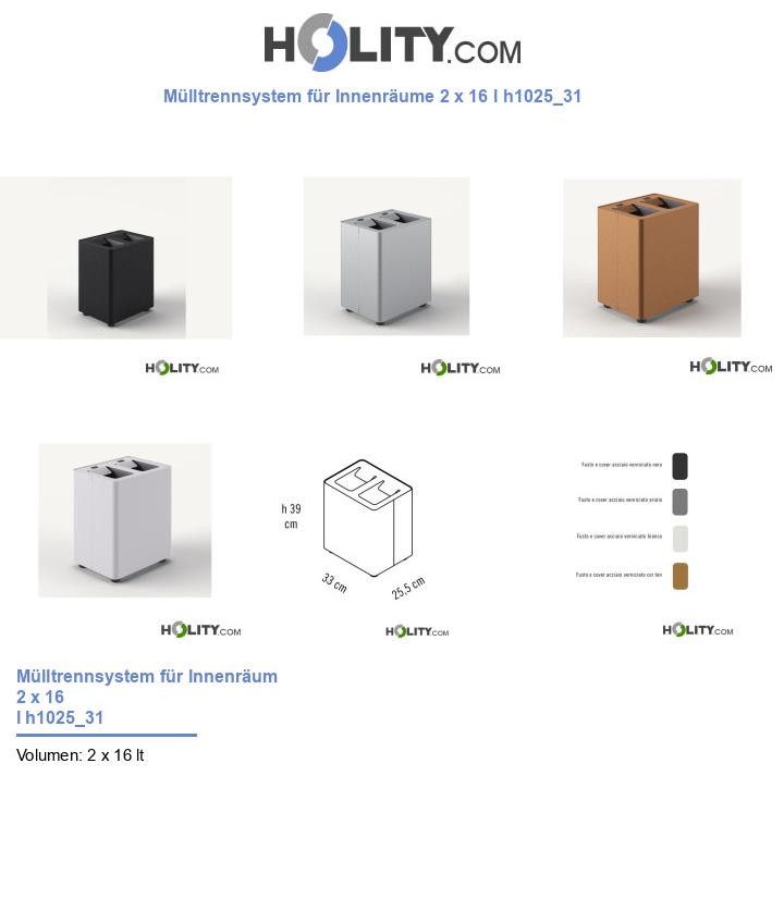 Mülltrennsystem für Innenräume 2 x 16 l h1025_31