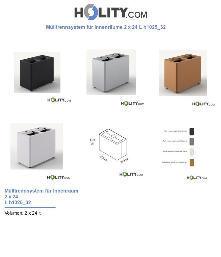 Mülltrennsystem für Innenräume 2 x 24 L h1025_32