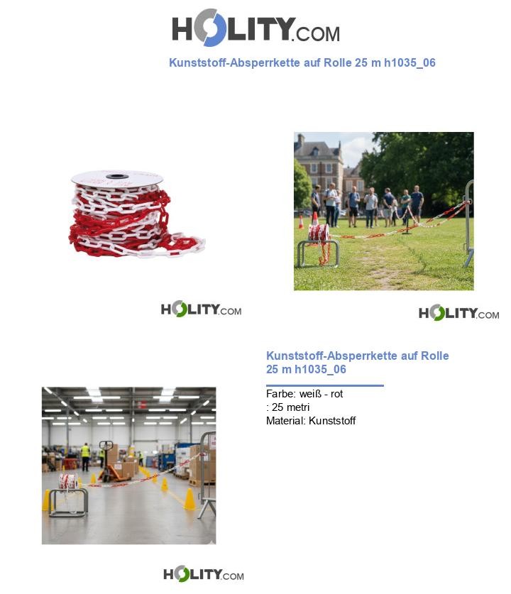 Kunststoff-Absperrkette auf Rolle 25 m h1035_06