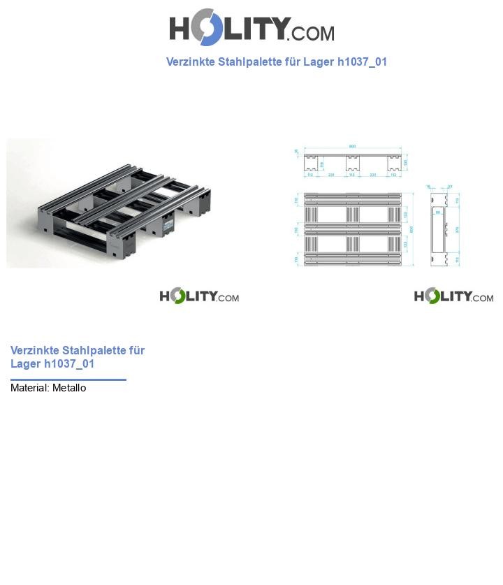 Verzinkte Stahlpalette für Lager h1037_01