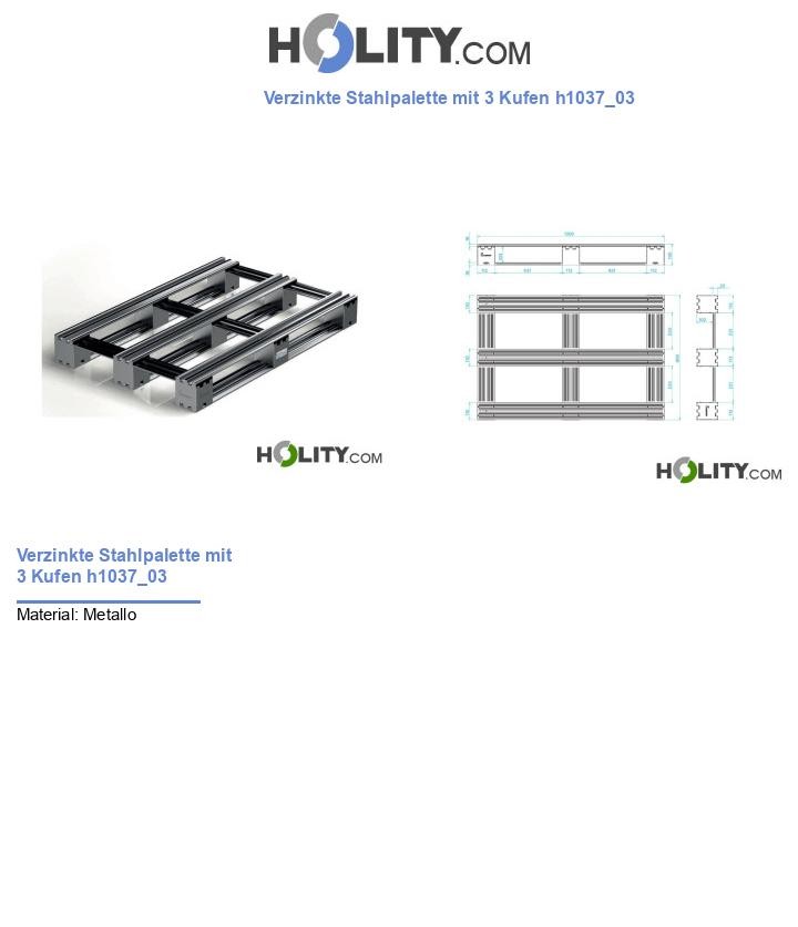 Verzinkte Stahlpalette mit 3 Kufen h1037_03