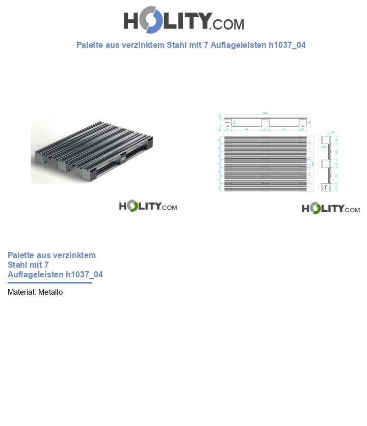 Palette aus verzinktem Stahl mit 7 Auflageleisten h1037_04