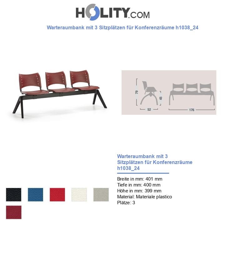 Warteraumbank mit 3 Sitzplätzen für Konferenzräume h1038_24