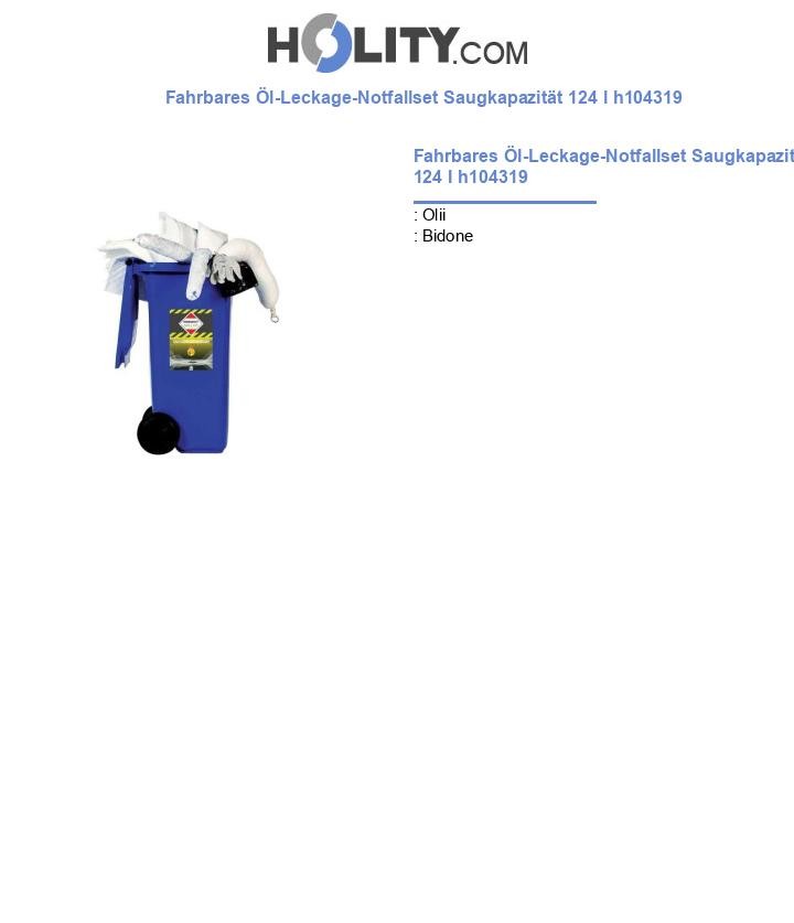 Fahrbares Öl-Leckage-Notfallset Saugkapazität 124 l h104319